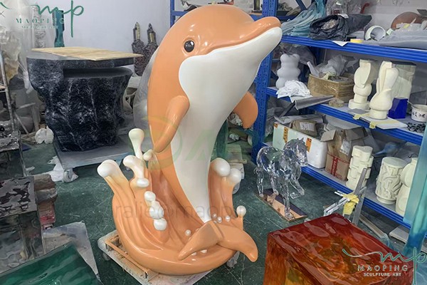 Custom Fiberglass Dolphin Wall Sculpture – Playful Marine Art Decor for Commercial & Interior Spaces